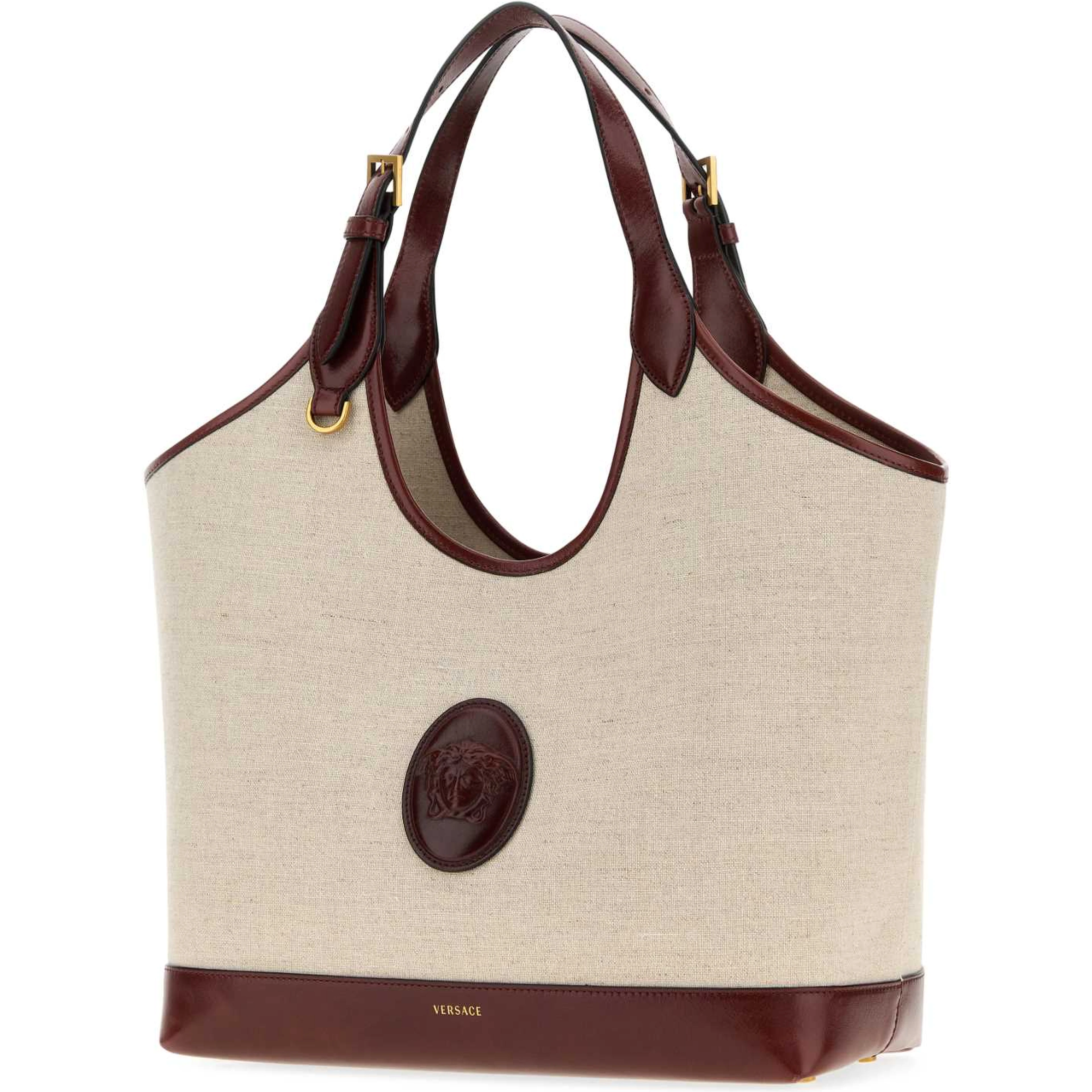LARGE TOTE FABRIC+CALF LEATHER