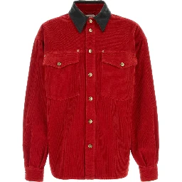 SHIRT DENIM GARMENT-DYED VELVET FABRIC WITH LEATHE