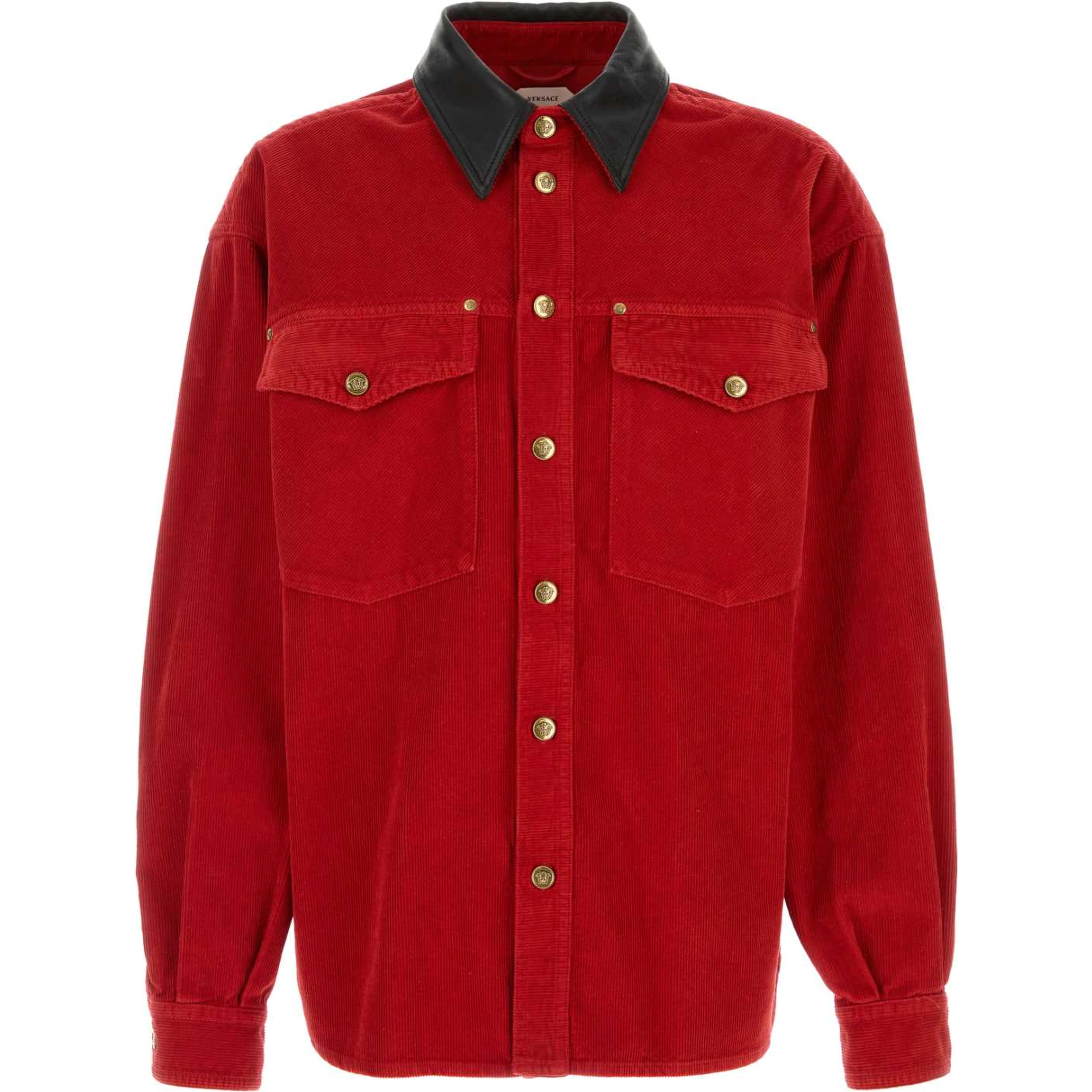 SHIRT DENIM GARMENT-DYED VELVET FABRIC WITH LEATHE