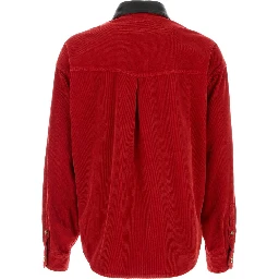 SHIRT DENIM GARMENT-DYED VELVET FABRIC WITH LEATHE