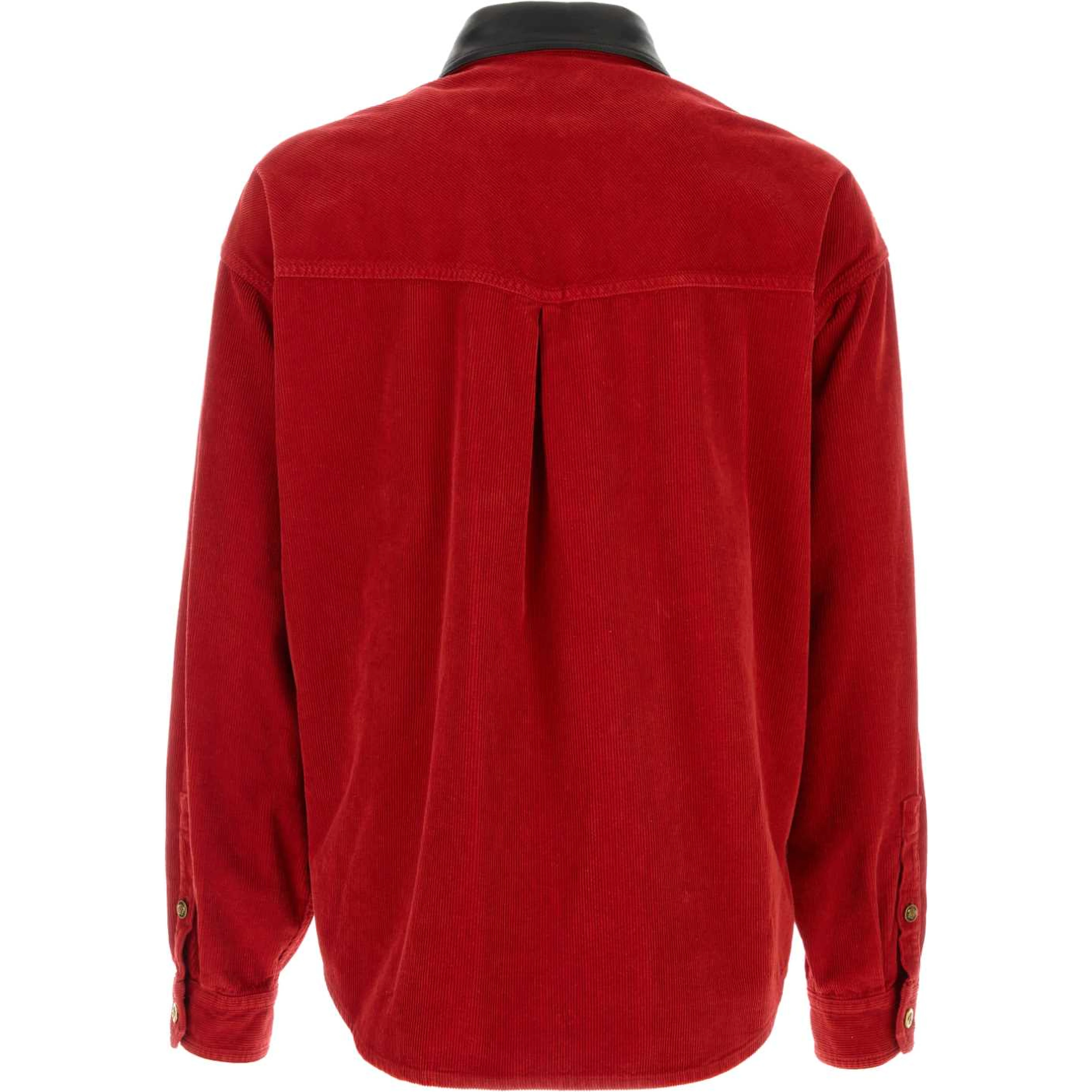 SHIRT DENIM GARMENT-DYED VELVET FABRIC WITH LEATHE