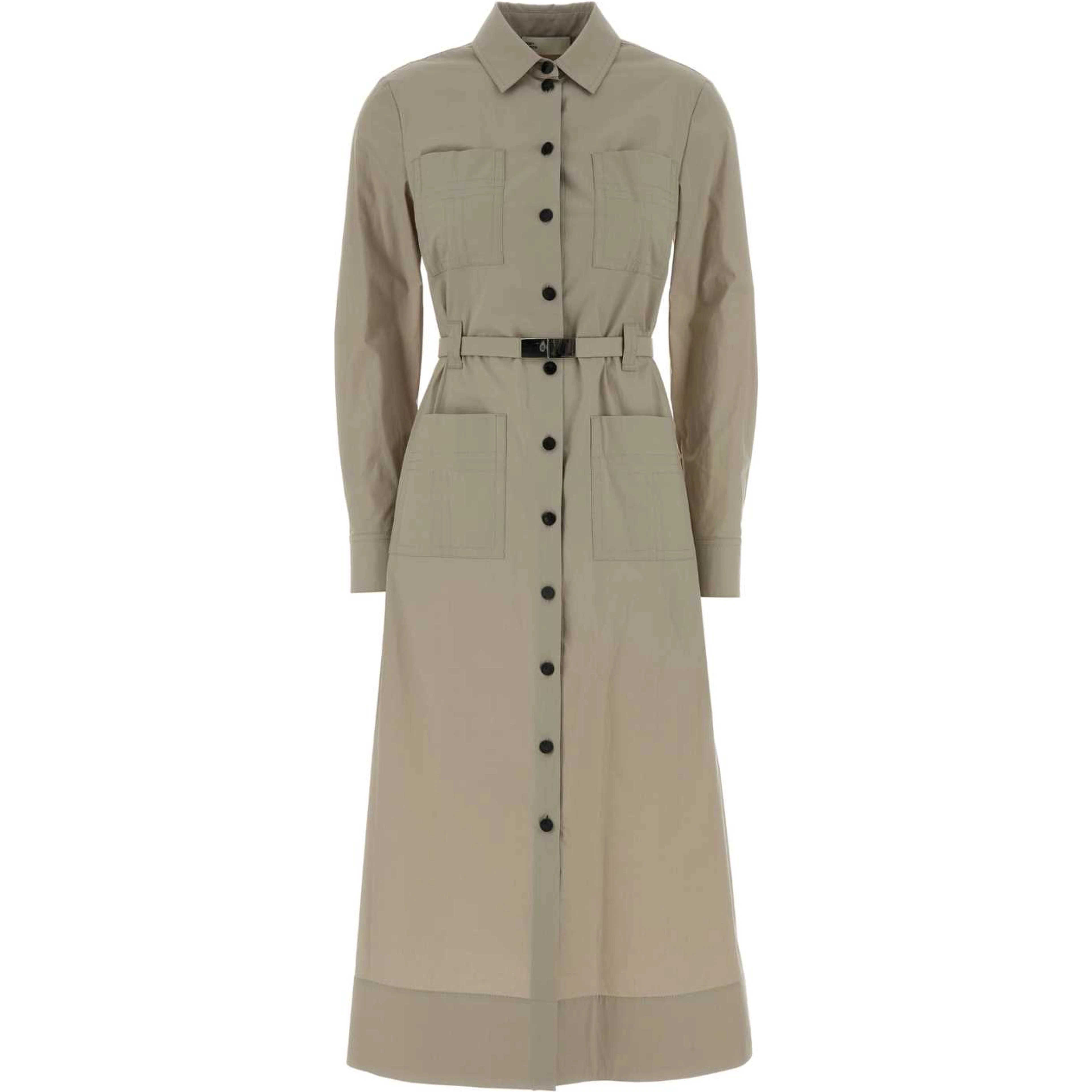 DRESS BEIGE CON CINTURA MANICA LUNGA