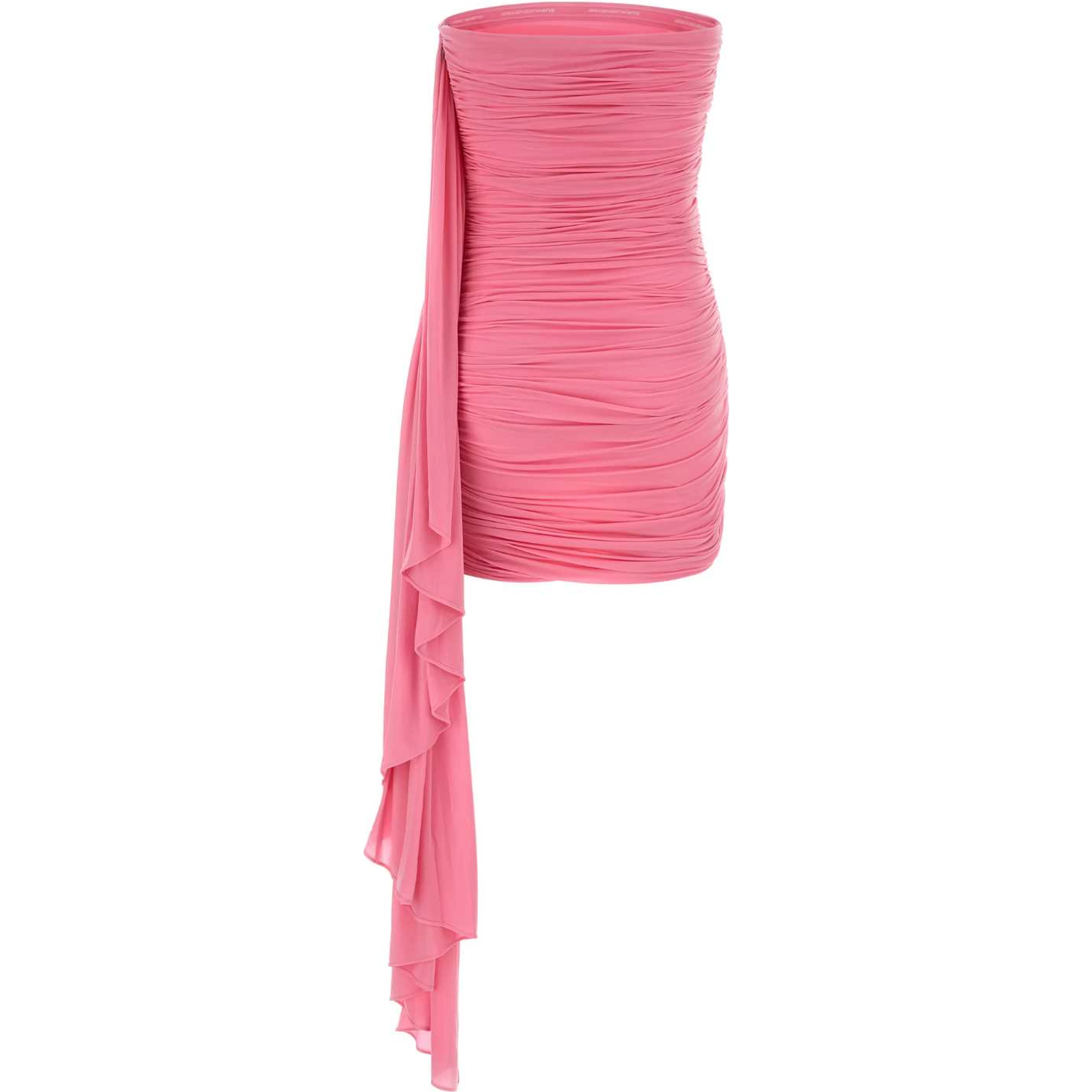 ASYMMETRIC RUCHED STRAPLESS MINI DRESS