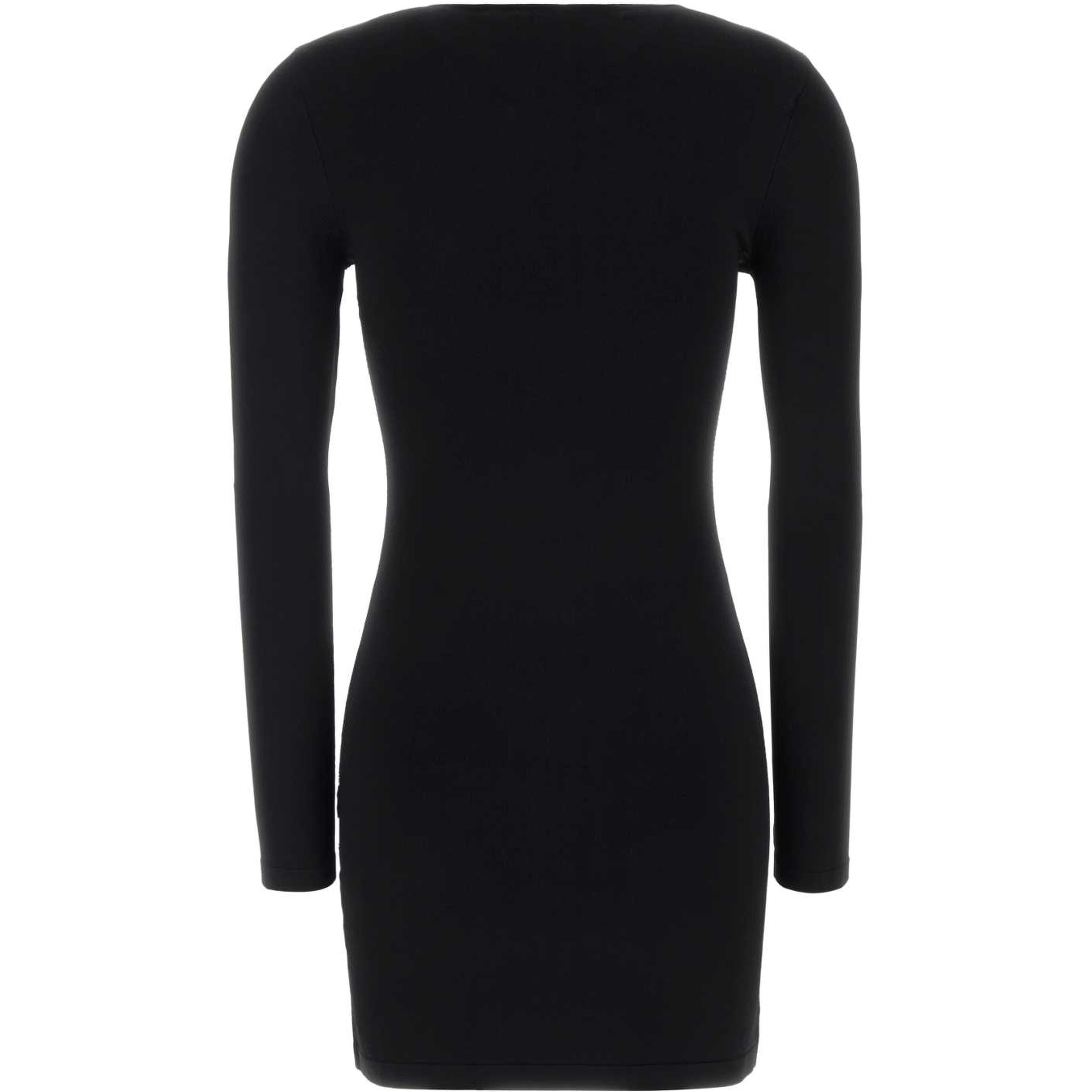 LS V-NECK MINI DRESS WITH CRYSTAL NECKLACE