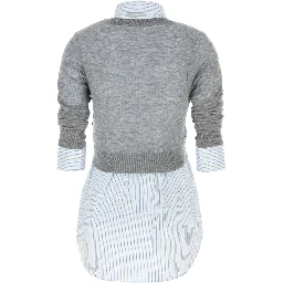 BUTTON UP W/ SHEER CREWNECK
