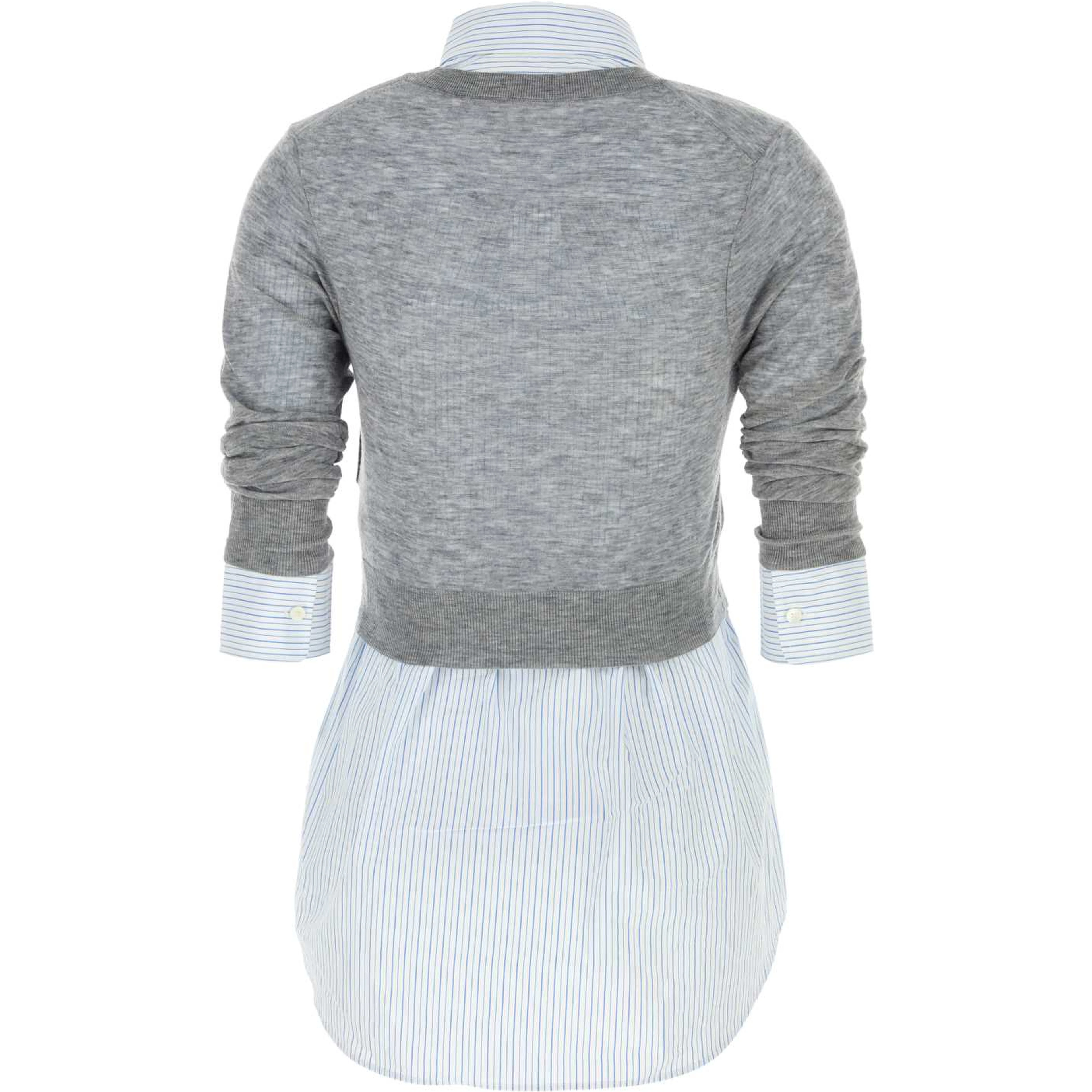 BUTTON UP W/ SHEER CREWNECK