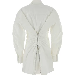 LS MINI SHIRT DRESS W/ GATHERED BACK ZIPPER DETAIL
