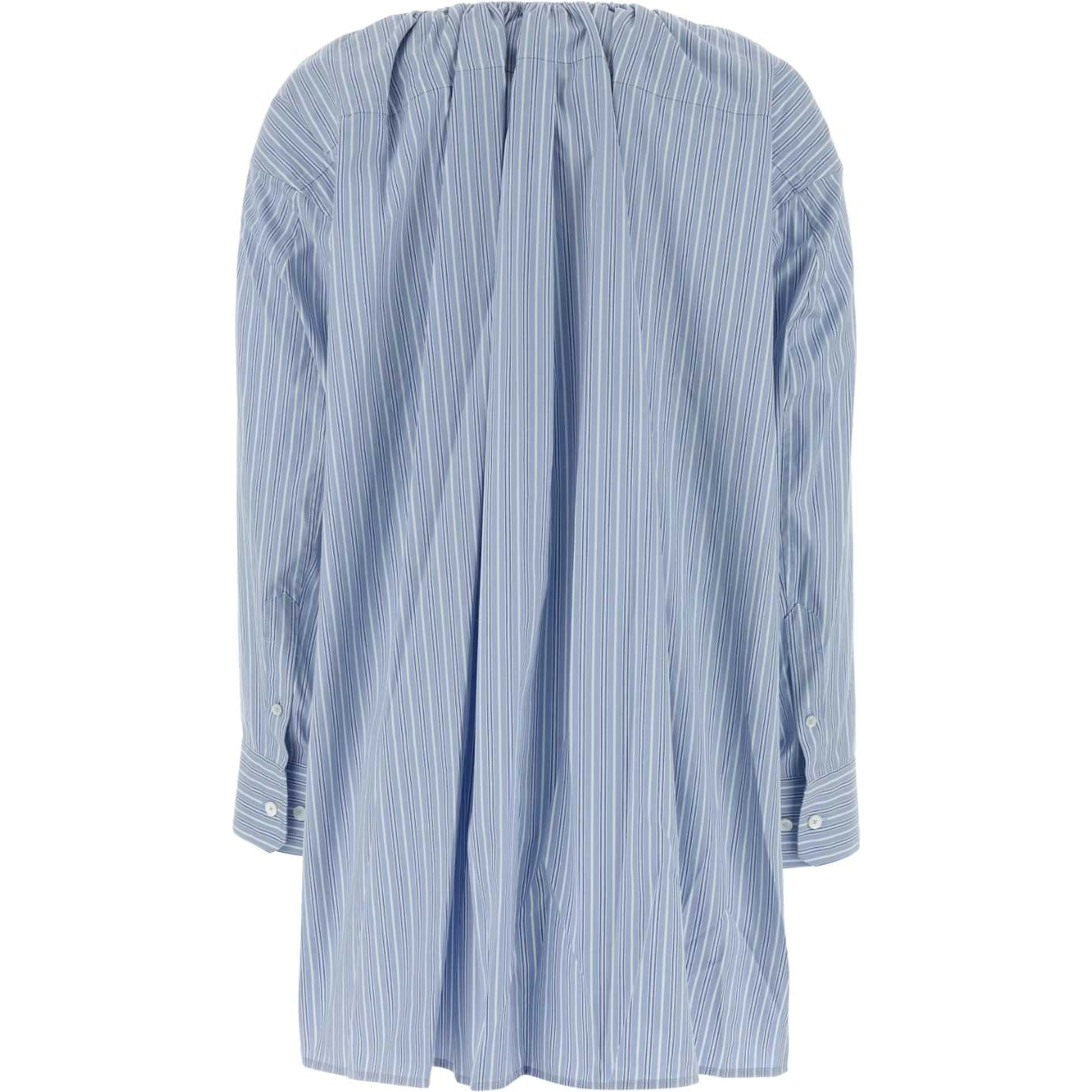 BUTTON DOWN SHIRT DRESS W/ SCOOP BUNGEE NECK