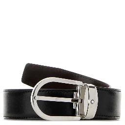 Horseshoe buckle black/ebony 30mm reversible leath