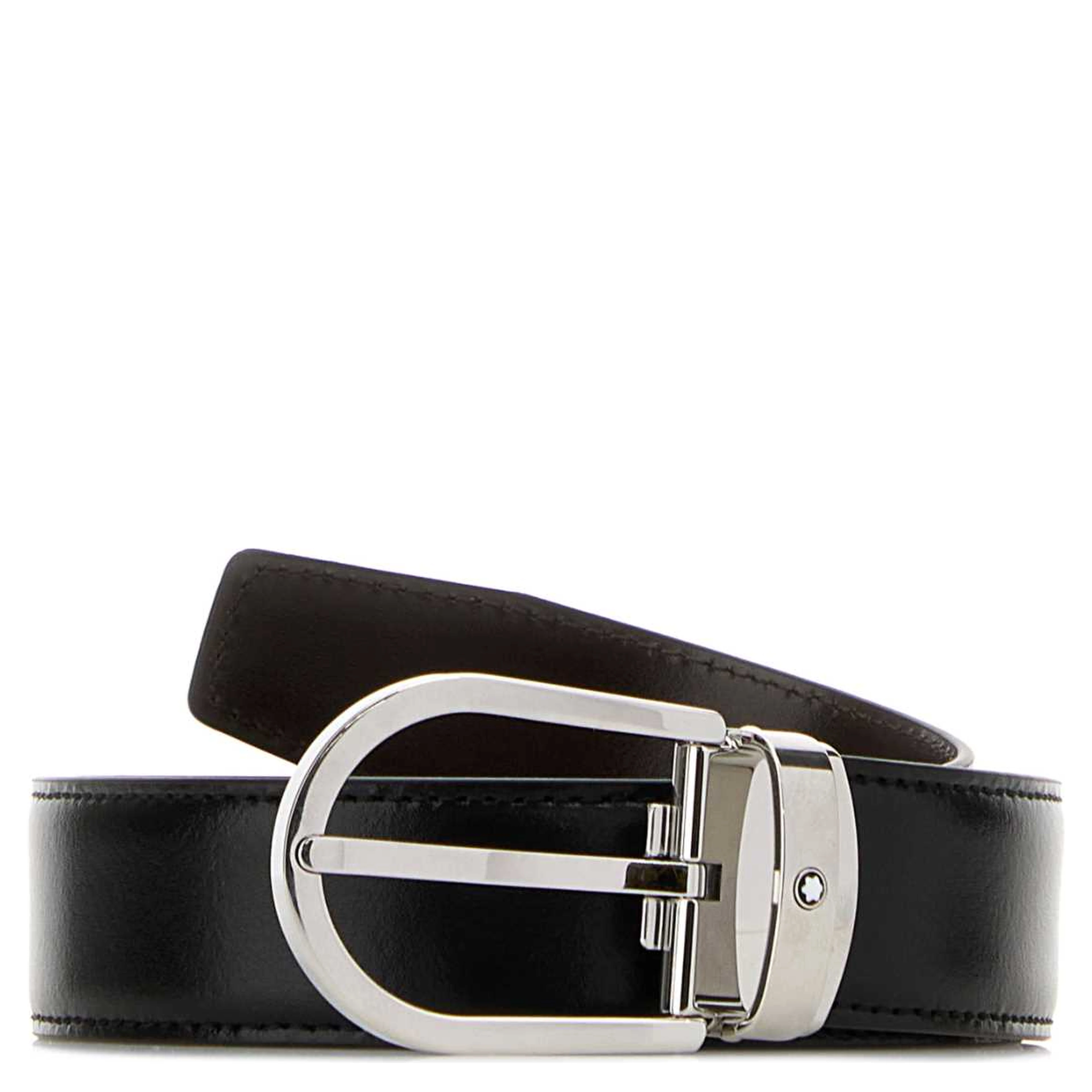 Horseshoe buckle black/ebony 30mm reversible leath