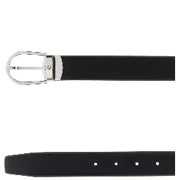 Horseshoe buckle black/ebony 30mm reversible leath