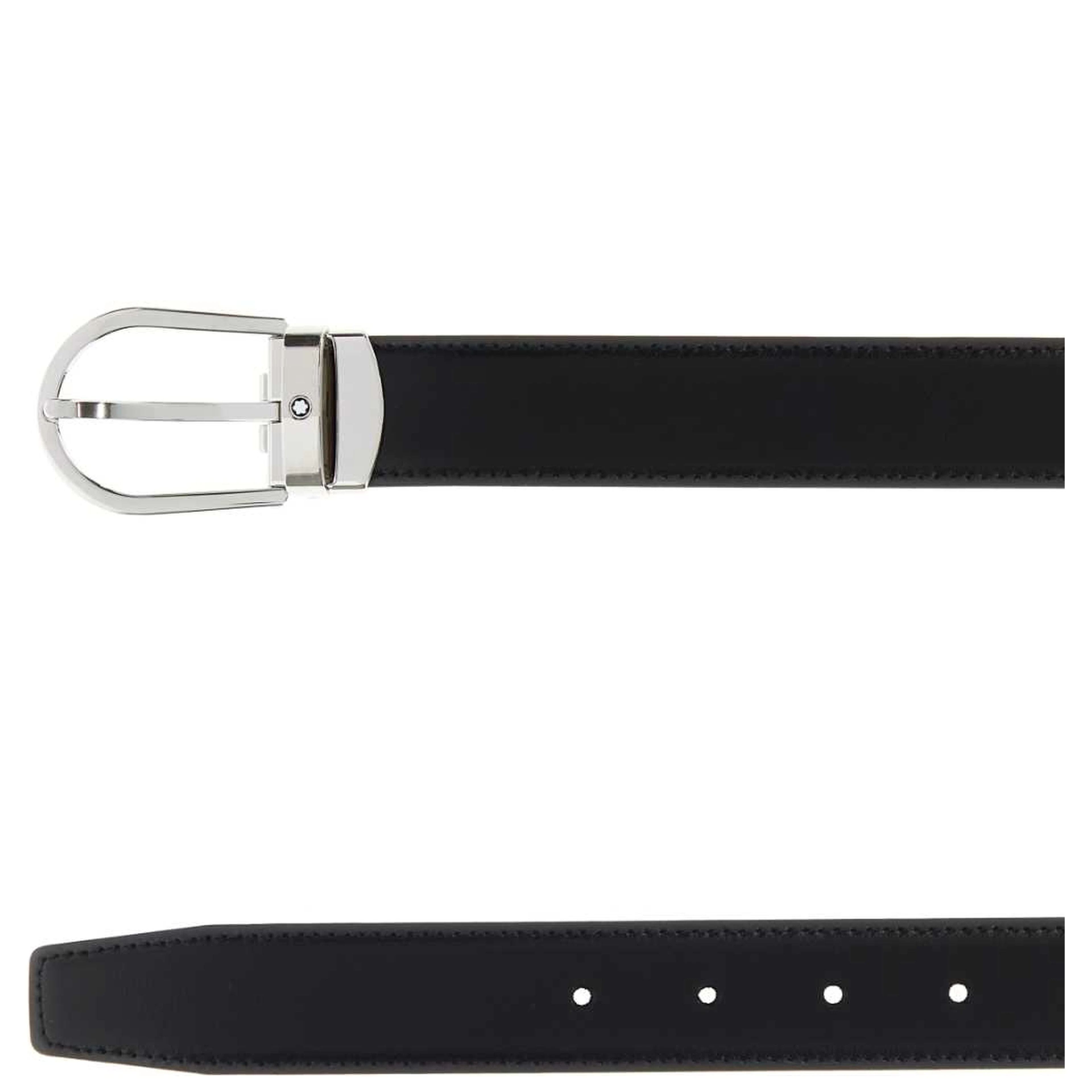 Horseshoe buckle black/ebony 30mm reversible leath