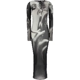 MESH LONG DRESS PRINTED SMOKING WOMEN