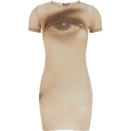 MESH SHORT DRESS PRINTED FACE