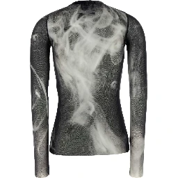MESH LONG SLEEVES TOP PRINTED SMOKING WOMEN