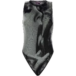 MESH TANK TOP BODY PRINTED SMOKING WOMEN
