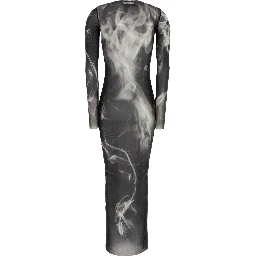 MESH LONG DRESS PRINTED SMOKING WOMEN