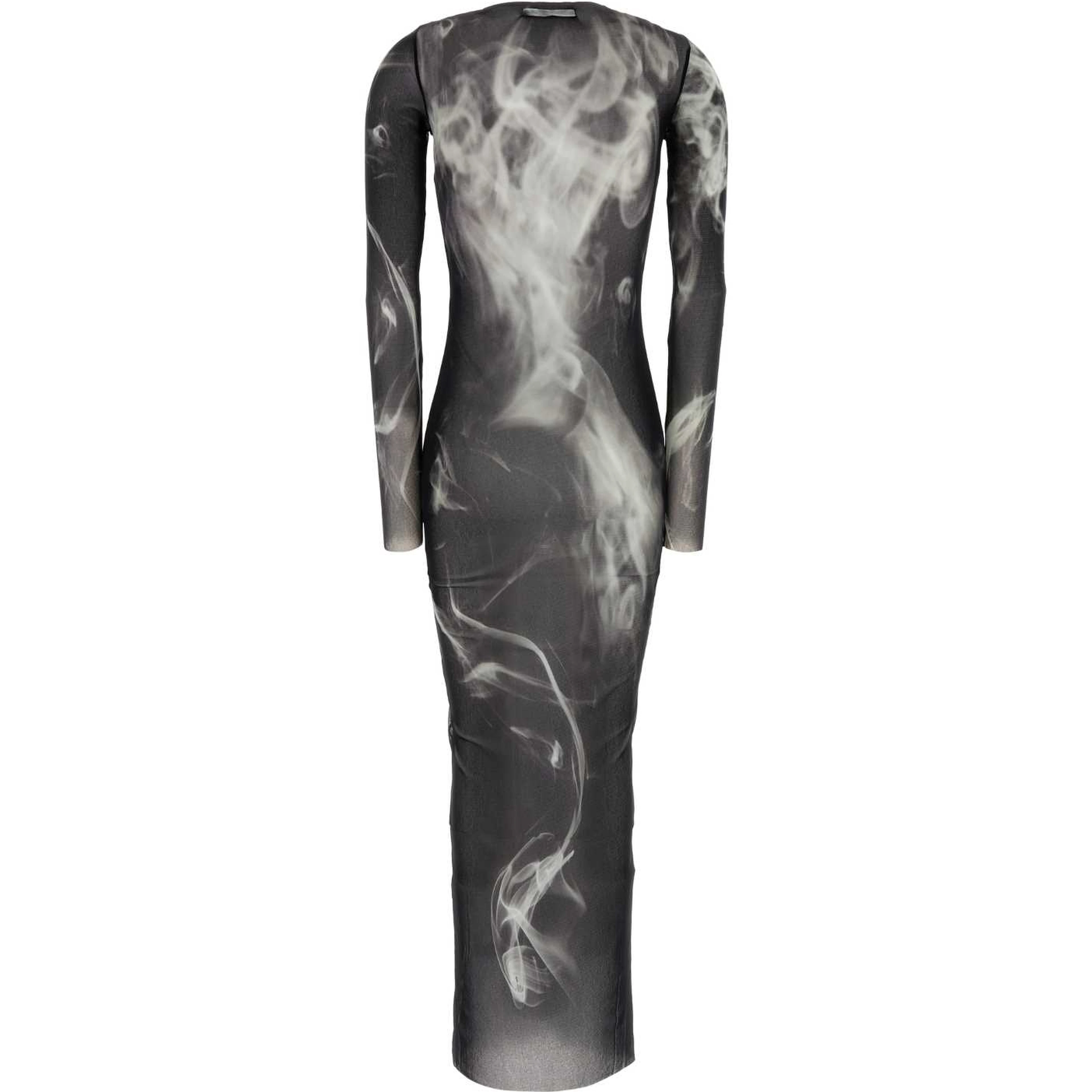 MESH LONG DRESS PRINTED SMOKING WOMEN