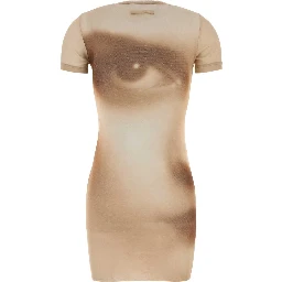MESH SHORT DRESS PRINTED FACE