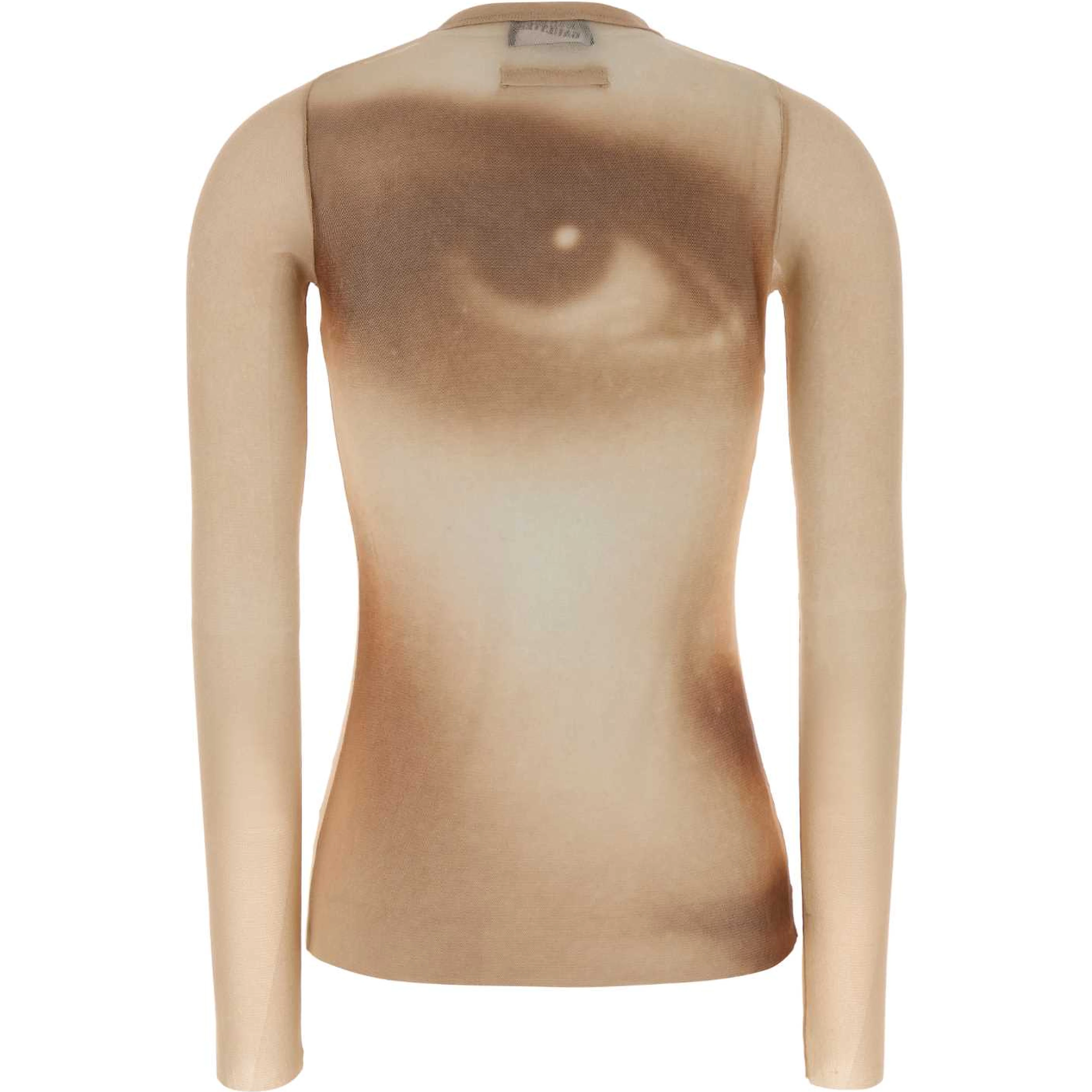 MESH LONG SLEEVES TOP PRINTED FACE