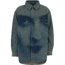 FACE PRINT OVERSIZED DENIM SHIRT