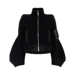 NYLON TWILL X WOOL KNIT BLOUSON