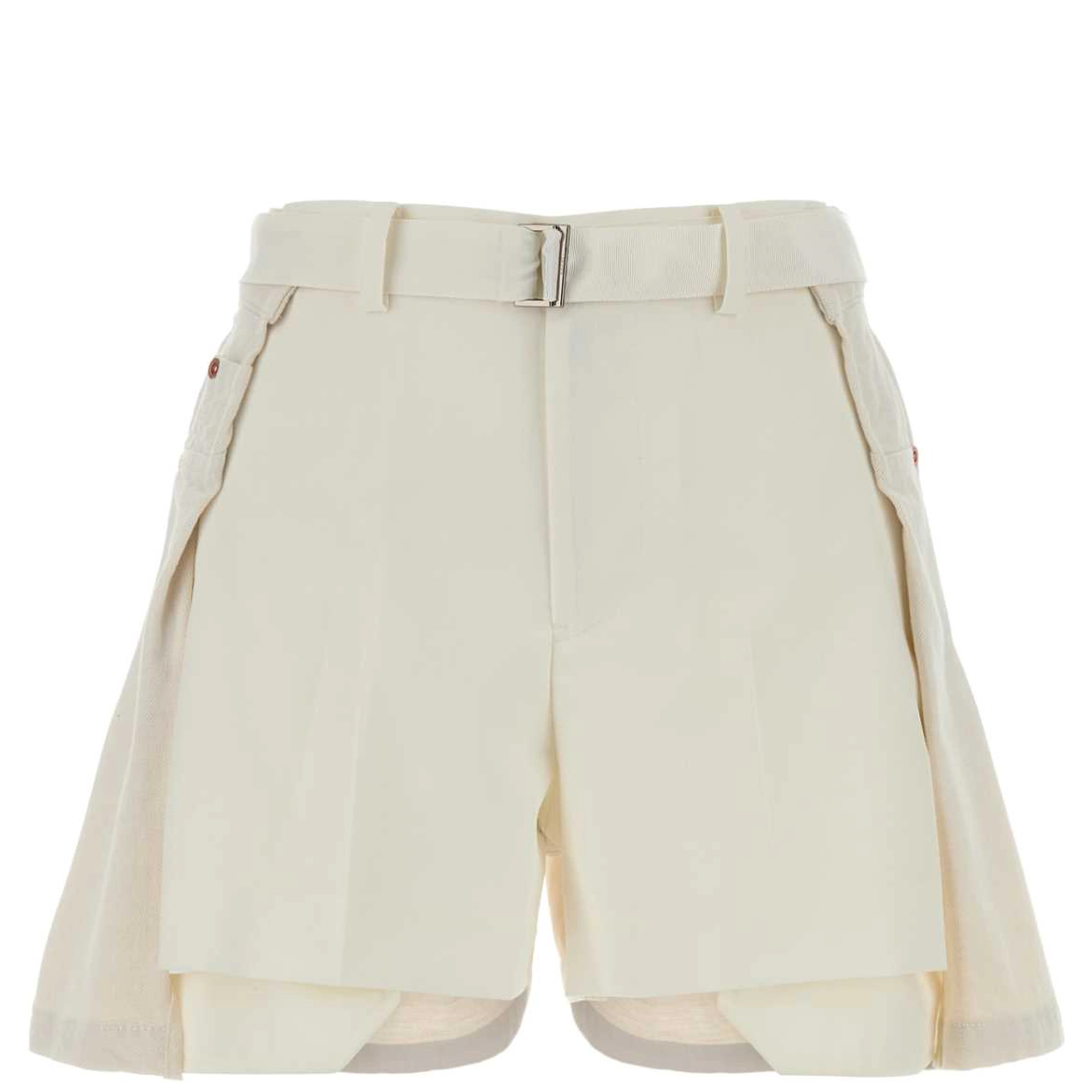 WOOL SUITING X DENIM SHORTS