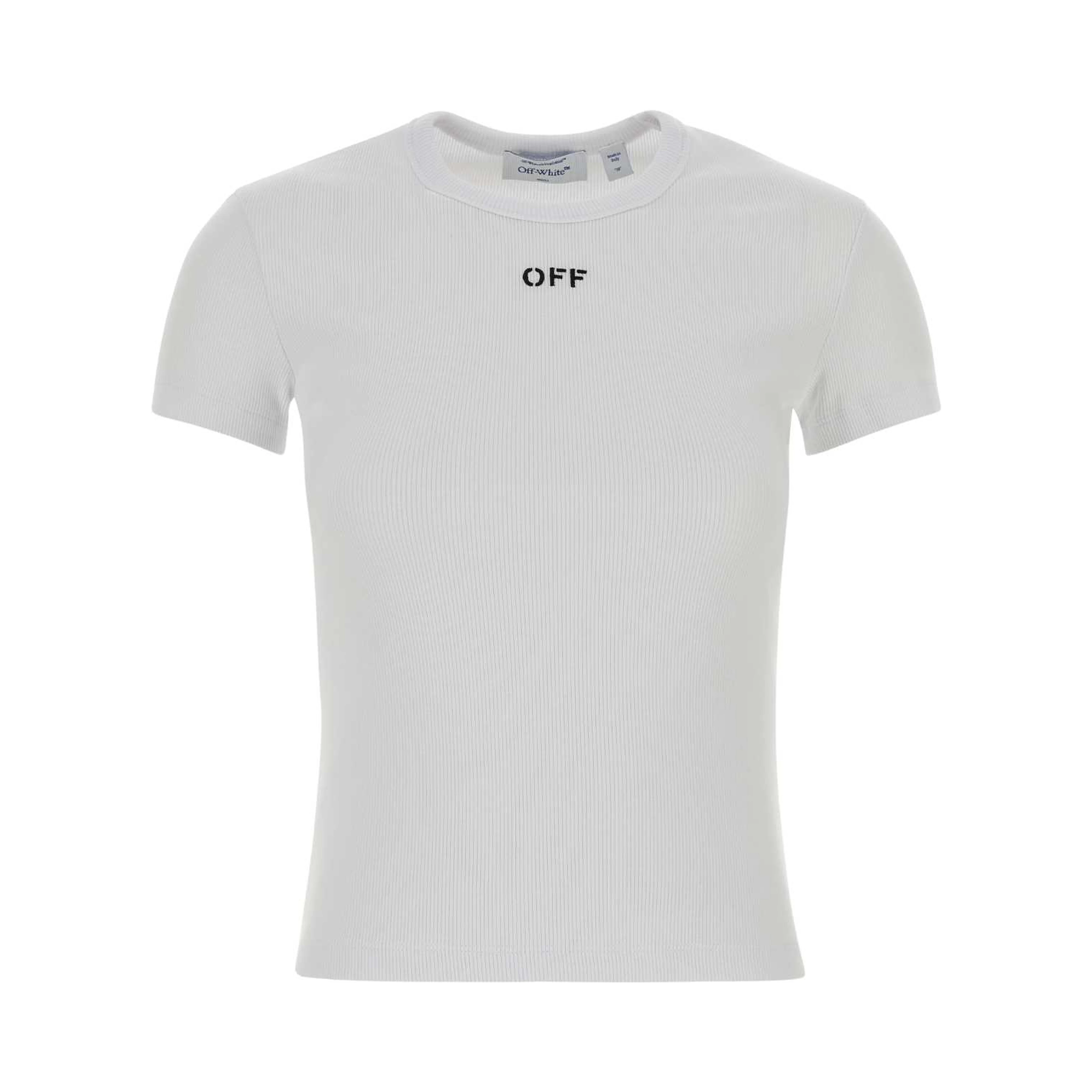 OFF STAMP RIB BASIC TEE WHITE BLACK
