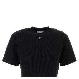 OFF STAMP RIB CROPPED TEE  BLACK