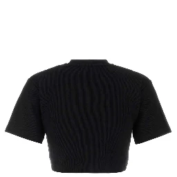 OFF STAMP RIB CROPPED TEE  BLACK
