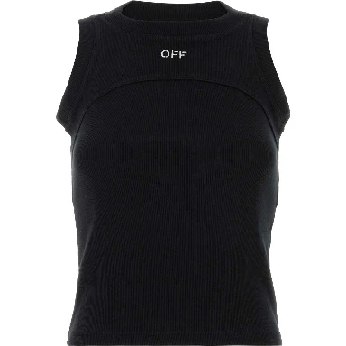 off stamp rib round tank top