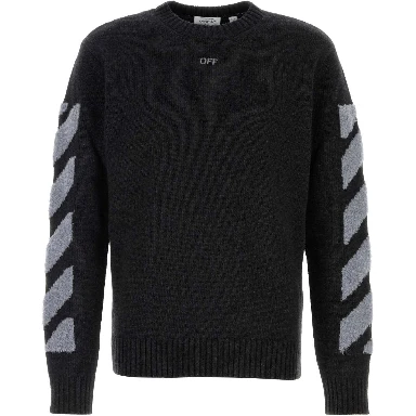 DIAG FUZZY KNIT CREWNECK