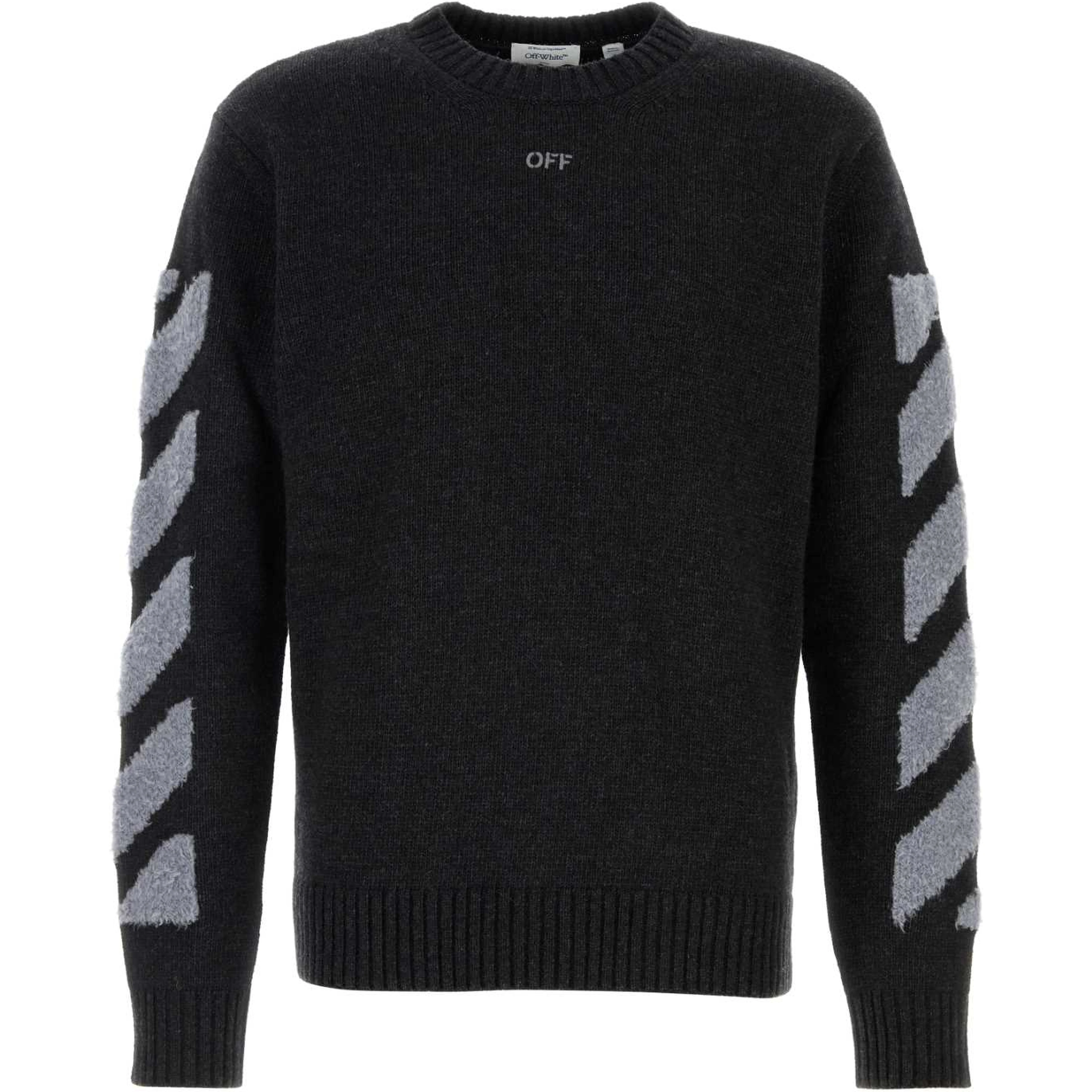 DIAG FUZZY KNIT CREWNECK
