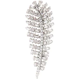 VIENNA:BROOCH FEATHER WHITE/RHS