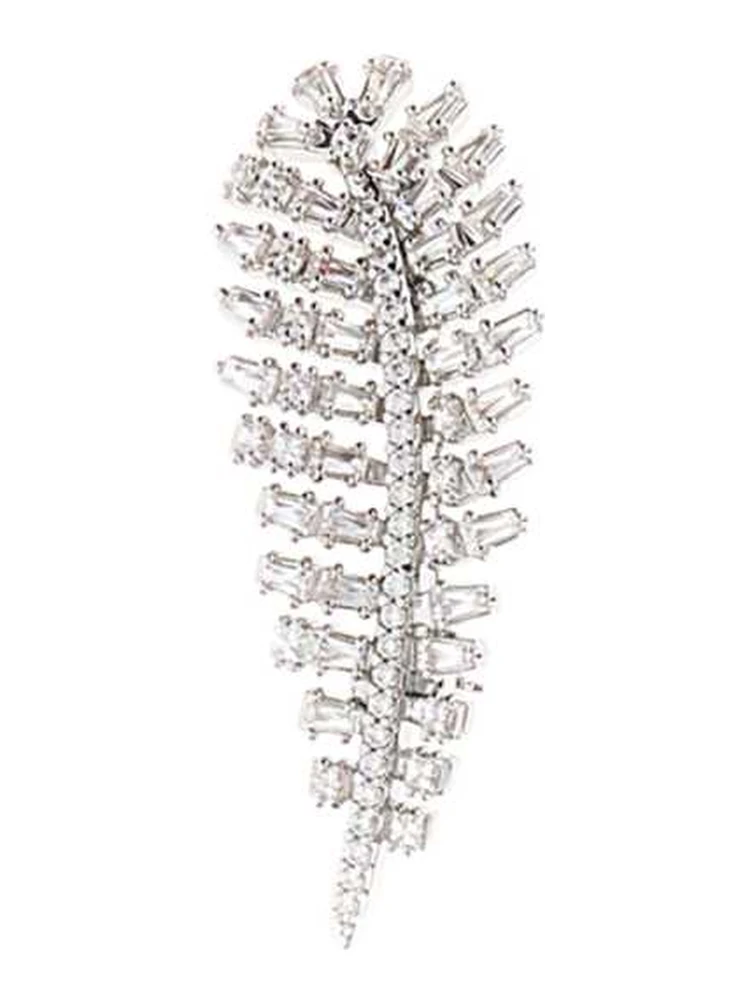 VIENNA:BROOCH FEATHER WHITE/RHS