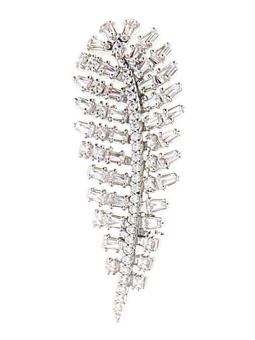 VIENNA:BROOCH FEATHER WHITE/RHS