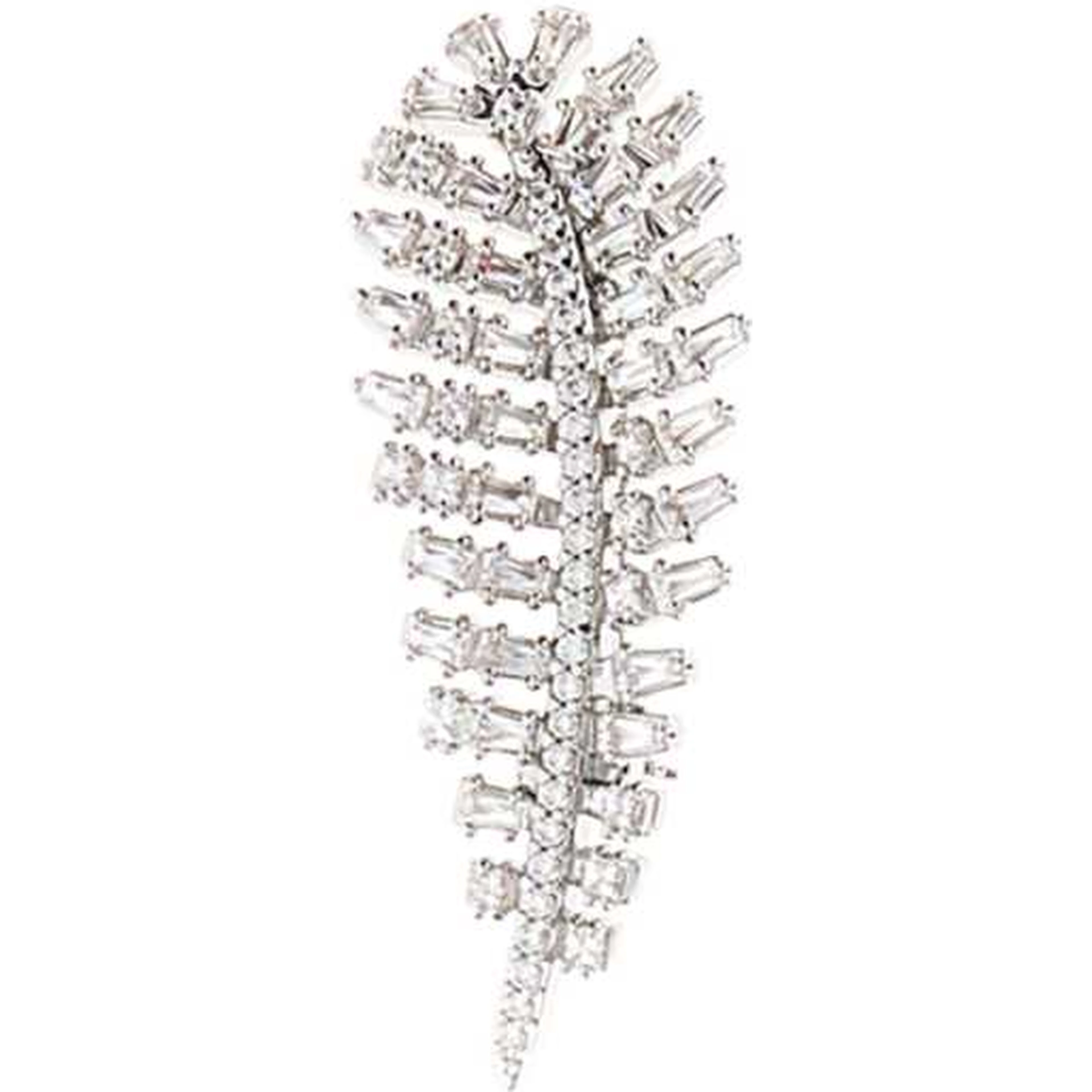 VIENNA:BROOCH FEATHER WHITE/RHS