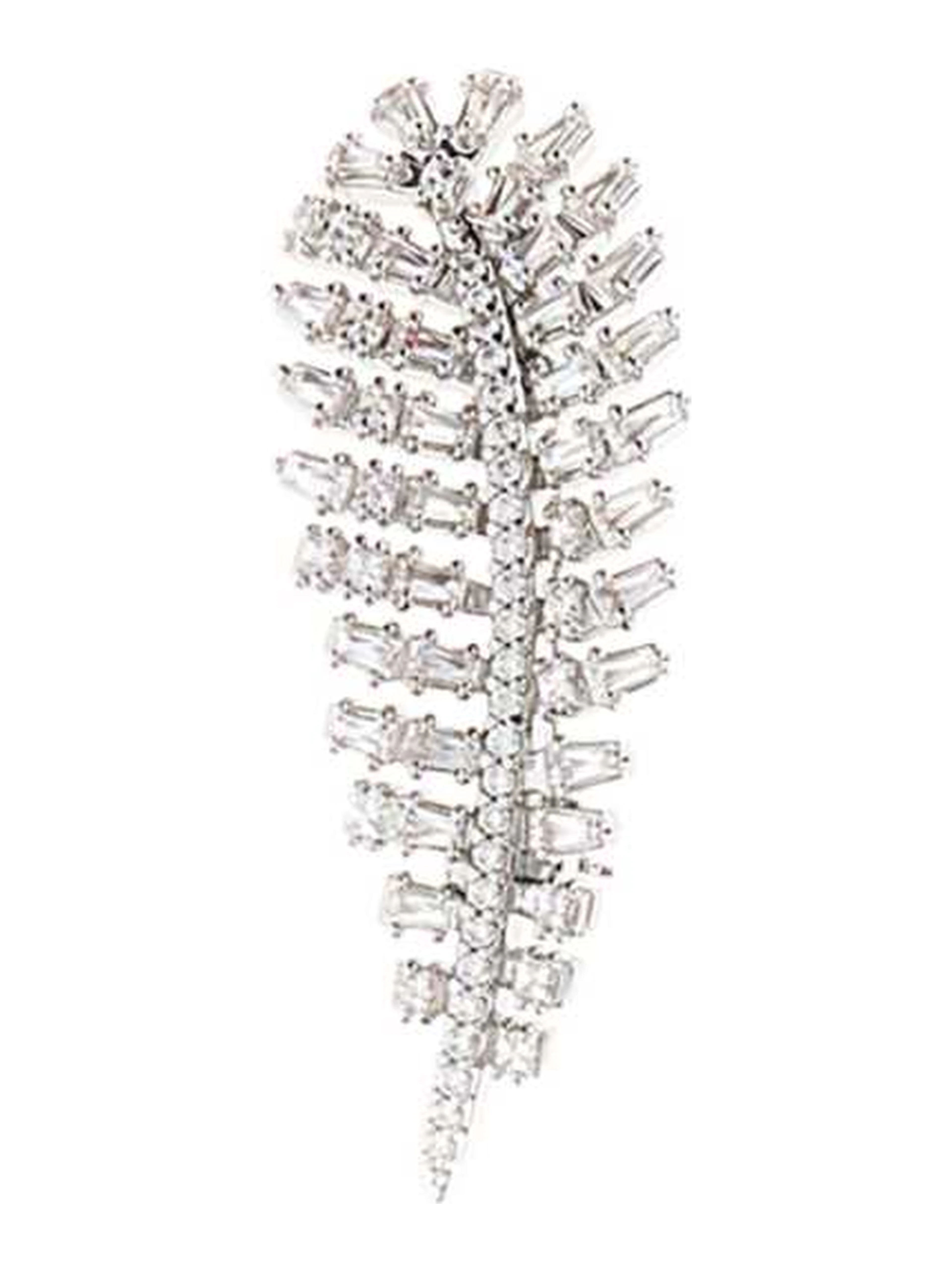 VIENNA:BROOCH FEATHER WHITE/RHS