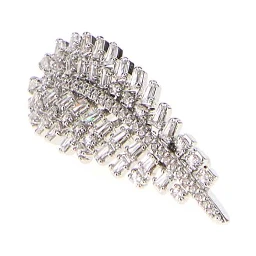 VIENNA:BROOCH FEATHER WHITE/RHS