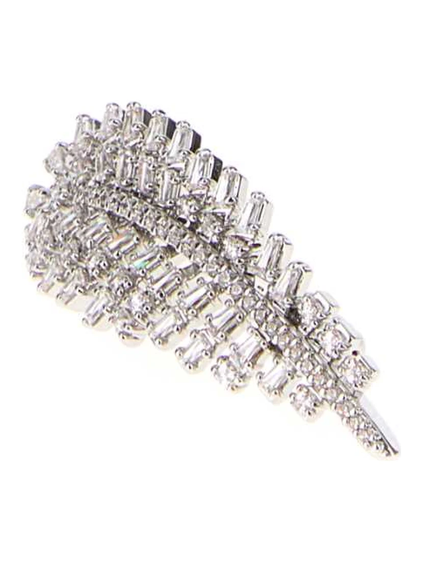 VIENNA:BROOCH FEATHER WHITE/RHS