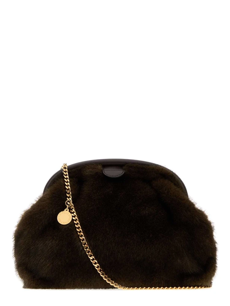 Falabella Soft Clutch With Chain Mink Plush Fabric