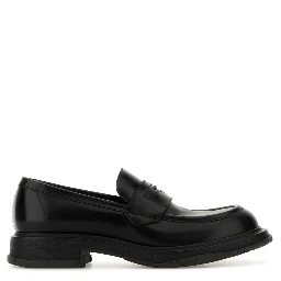 LEATHER UPPER AND RUBBER SOLE MOCCASIN