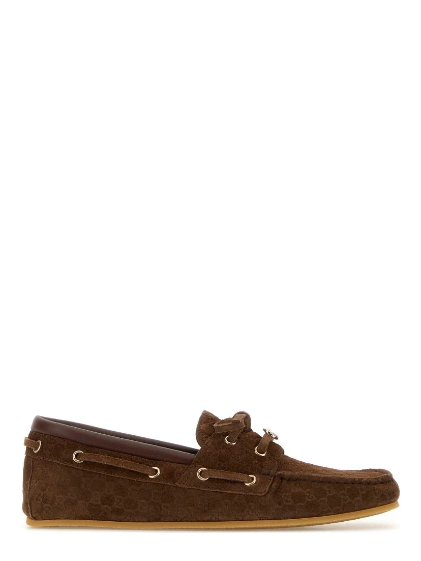 LEATHER UPPER AND RUBBER SOLE MOCCASIN