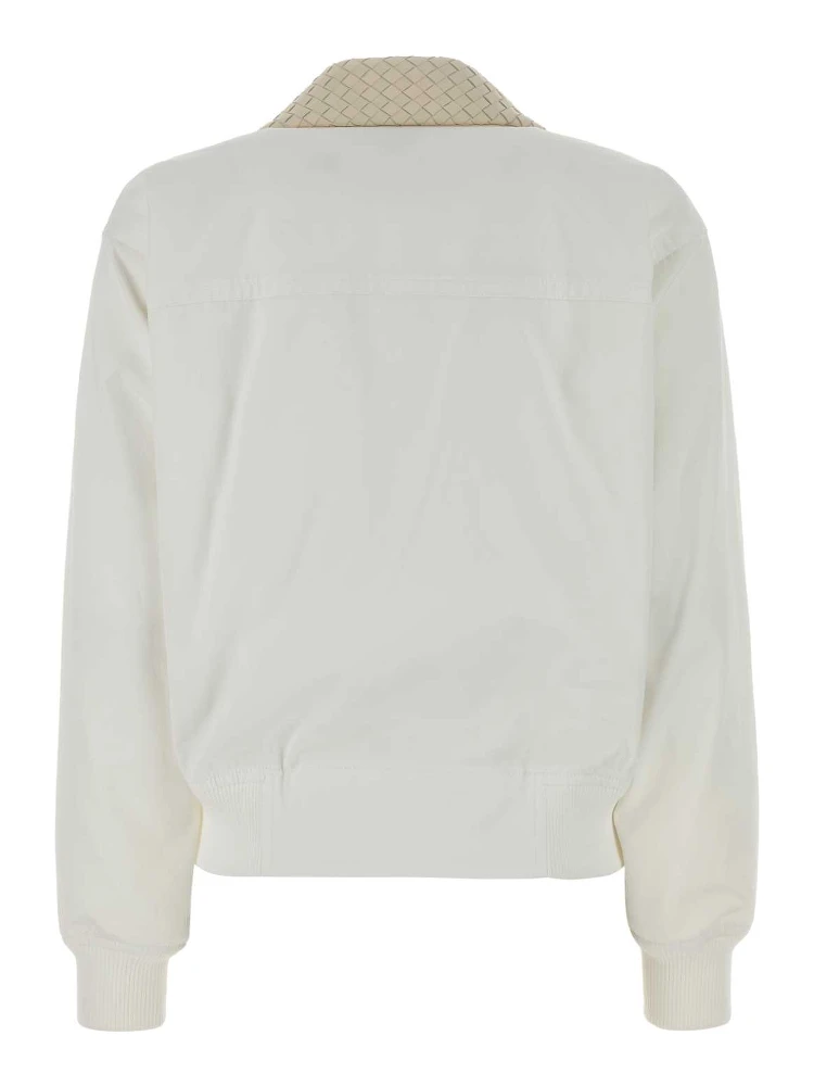 BLUSON COTONE COLLETTO PELLE BIANCO INTRECCIO alternative