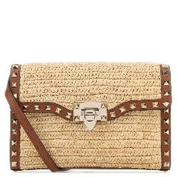 SMALL SHOULDER BAG | ROCKSTUD | CROCHET RAFIA/VIT.