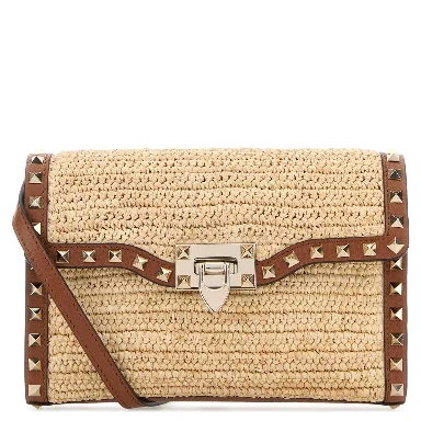 SMALL SHOULDER BAG | ROCKSTUD | CROCHET RAFIA/VIT.