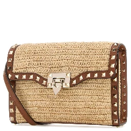 SMALL SHOULDER BAG | ROCKSTUD | CROCHET RAFIA/VIT.