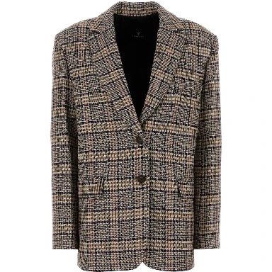 QUINN BLAZER - BEIGE AND NAVY CHECKS