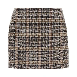 TIERRA SKIRT - BEIGE AND NAVY CHECKS