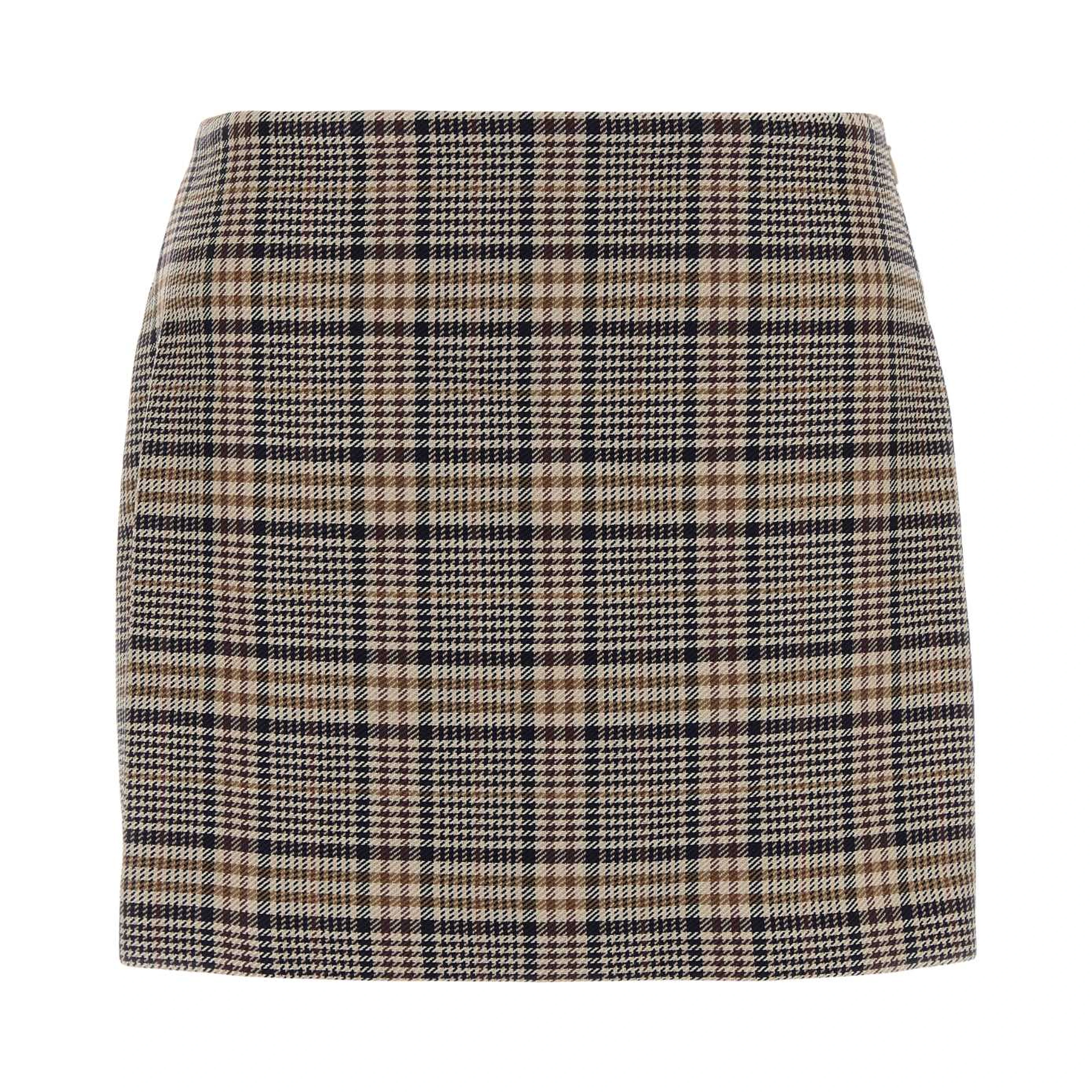 TIERRA SKIRT - BEIGE AND NAVY CHECKS